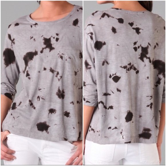 Vince Women's Crew Brown & Tan Tie Dye Splatter Pocket Folded Oversize Shirt S - Picture 15 of 16